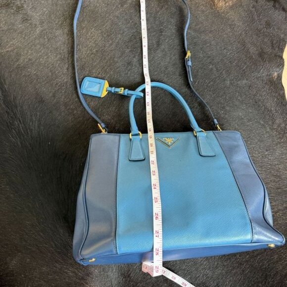 Prada Saffiano Blue Colorblock Tote Bag - Picture 10 of 11
